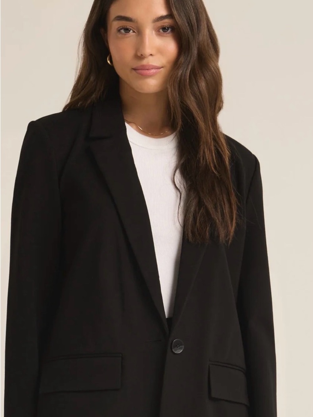 Z Supply Black Women's Single-Button Blazer Jacket